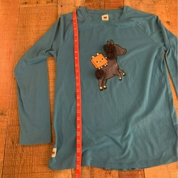 Toca Boca marine blue long sleeve shirt with horse graphic big kid 14/16 XL - Picture 3 of 9